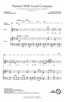 page one of Pastime With Good Company (3-Part Treble Choir)