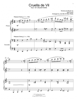 page one of Cruella De Vil (from 101 Dalmations) (arr. Jennifer and Mike Watts) (Piano Duet)
