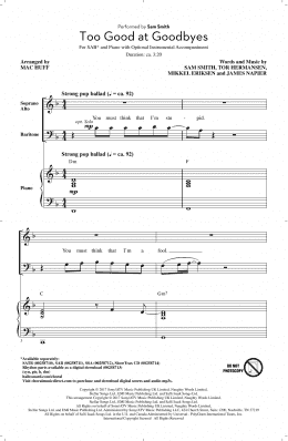 page one of Too Good At Goodbyes (SAB Choir)