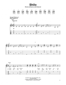 page one of Shilo (Easy Guitar Tab)