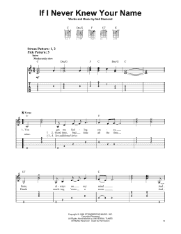 page one of If I Never Knew Your Name (Easy Guitar Tab)