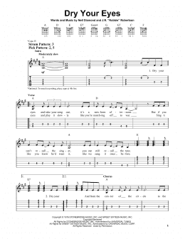 page one of Dry Your Eyes (Easy Guitar Tab)