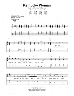page one of Kentucky Woman (Easy Guitar Tab)