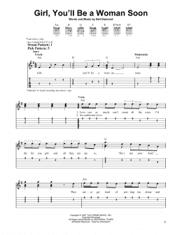page one of Girl, You'll Be A Woman Soon (Easy Guitar Tab)