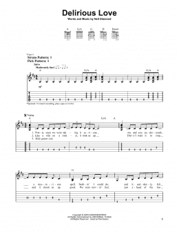 page one of Delirious Love (Easy Guitar Tab)