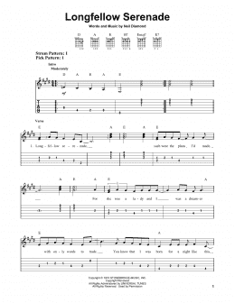 page one of Longfellow Serenade (Easy Guitar Tab)