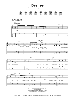 page one of Desiree (Easy Guitar Tab)