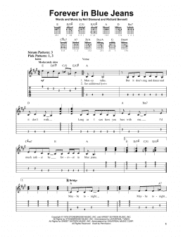 page one of Forever In Blue Jeans (Easy Guitar Tab)