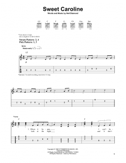 page one of Sweet Caroline (Easy Guitar Tab)