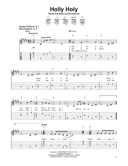 page one of Holly Holy (Easy Guitar Tab)