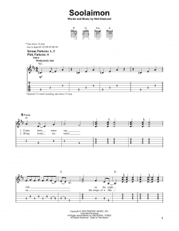 page one of Soolaimon (Easy Guitar Tab)