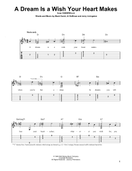 page one of A Dream Is A Wish Your Heart Makes (from Cinderella) (Solo Guitar)
