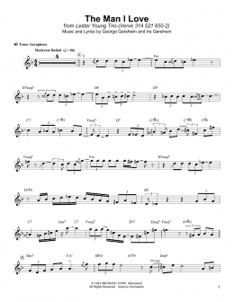 page one of The Man I Love (Tenor Sax Transcription)