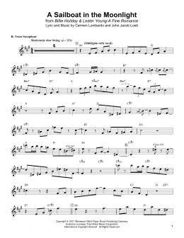 page one of A Sailboat In The Moonlight (Tenor Sax Transcription)