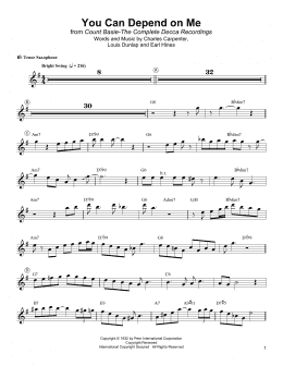 page one of You Can Depend On Me (Tenor Sax Transcription)