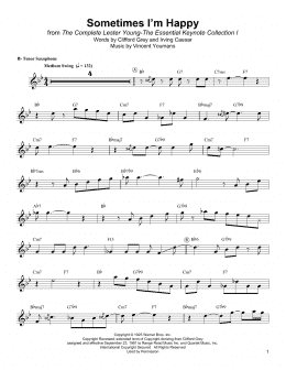 page one of Sometimes I'm Happy (Tenor Sax Transcription)