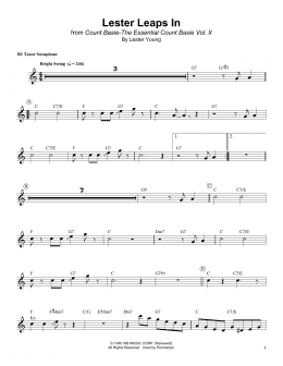 page one of Lester Leaps In (Tenor Sax Transcription)