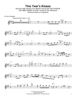 page one of This Year's Kisses (Tenor Sax Transcription)