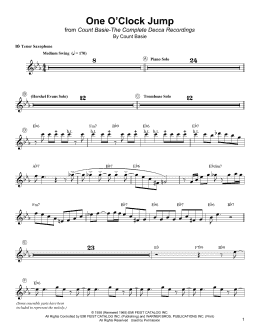 page one of One O'Clock Jump (Tenor Sax Transcription)