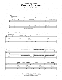 page one of Empty Spaces (Guitar Tab)