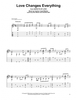 page one of Love Changes Everything (from Aspects of Love) (Solo Guitar)