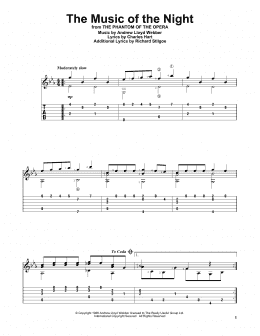 page one of The Music Of The Night (from The Phantom Of The Opera) (Solo Guitar)
