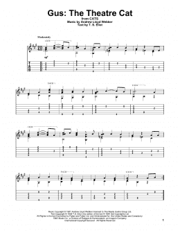 page one of Gus: The Theatre Cat (from Cats) (Solo Guitar Tab)