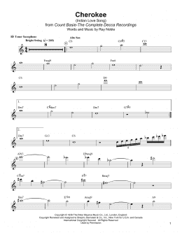 page one of Cherokee (Indian Love Song) (Tenor Sax Transcription)