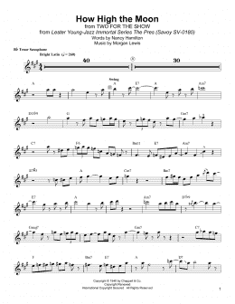 page one of How High The Moon (Tenor Sax Transcription)