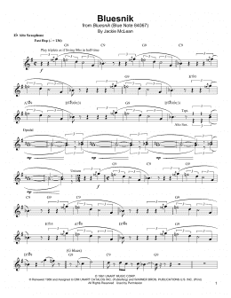 page one of Bluesnik (Alto Sax Transcription)