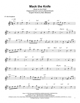 page one of Mack The Knife (Alto Sax Transcription)