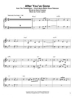 page one of After You've Gone (Piano Transcription)