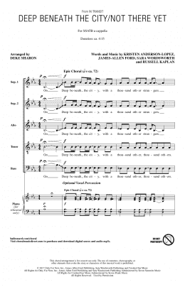 page one of Deep Beneath The City/Not There Yet (SATB Choir)