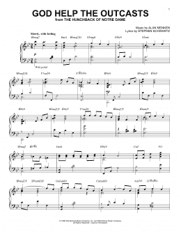 page one of God Help The Outcasts [Jazz version] (from The Hunchback Of Notre Dame) (Piano Solo)