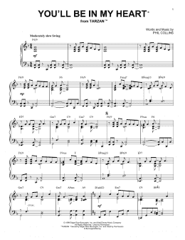 page one of You'll Be In My Heart [Jazz version] (from Tarzan) (Piano Solo)