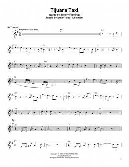 page one of Tijuana Taxi (Trumpet Transcription)