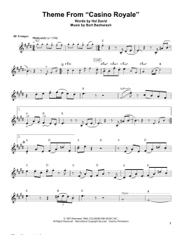 page one of Theme From "Casino Royale" (Trumpet Transcription)