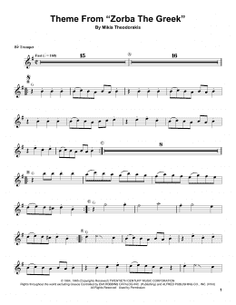 page one of Theme From "Zorba The Greek" (Trumpet Transcription)