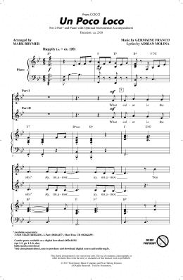 page one of Un Poco Loco (from Coco) (arr. Mark Brymer) (2-Part Choir)