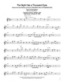 page one of The Night Has A Thousand Eyes (Tenor Sax Transcription)