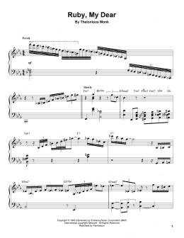 page one of Ruby, My Dear (Piano Transcription)