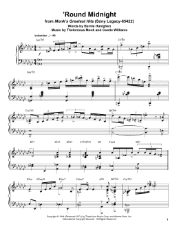 page one of 'Round Midnight (Piano Transcription)