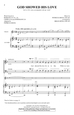 page one of God Showed His Love (SATB Choir)