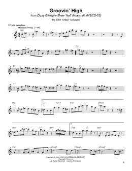 page one of Groovin' High (Alto Sax Transcription)