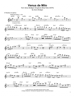 page one of Venus De Milo (Baritone Sax Transcription)