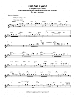 page one of Line For Lyons (Baritone Sax Transcription)