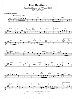 page one of Five Brothers (Baritone Sax Transcription)