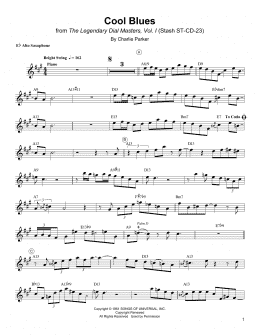 page one of Cool Blues (Alto Sax Transcription)