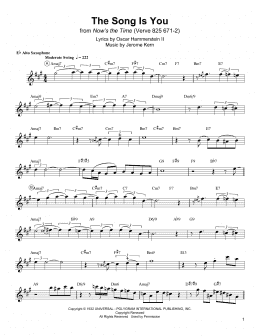 page one of The Song Is You (Alto Sax Transcription)
