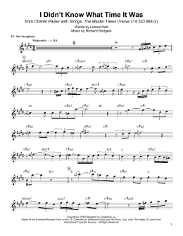 page one of I Didn't Know What Time It Was (Alto Sax Transcription)